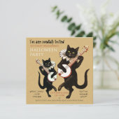 Musique vintage de chat noir avec Banjo Invitation (Debout devant)