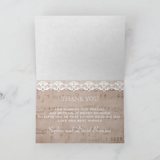 Musique Vintage & Dentelle Mariage MERCI (Intérieur)