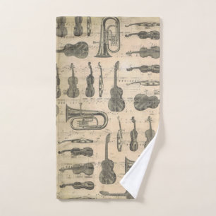 Musique vintage Note Motif Violon de guitare Tuba