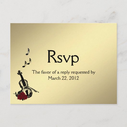 Musique violon d'or RSVP avec carte postale Entree (Devant)