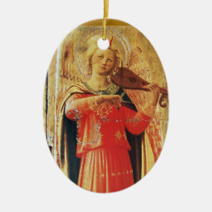 MUSISCH ANGEL IN RED EN GOLD Ruby Gem stone Keramisch Ornament