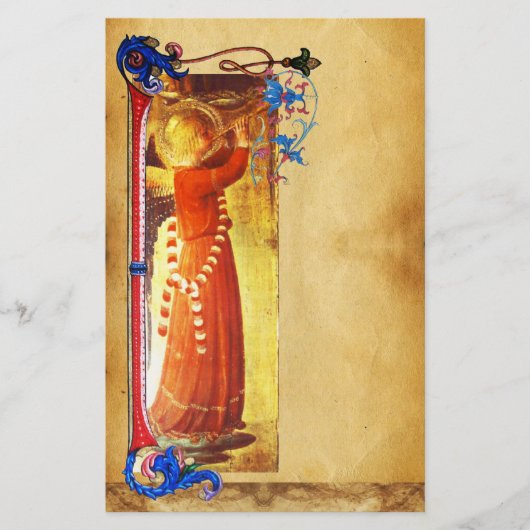MUSISCH CHRISTMAS ANGEL FLORAL PARCHMENT BRIEFPAPIER (Voorkant)
