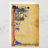 MUSISCH CHRISTMAS ANGEL FLORAL PARCHMENT BRIEFPAPIER (Voorkant / Achterkant)