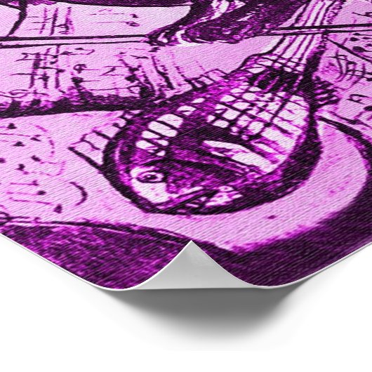 MUSISCHE CAT, Paars en wit Poster (Hoek)