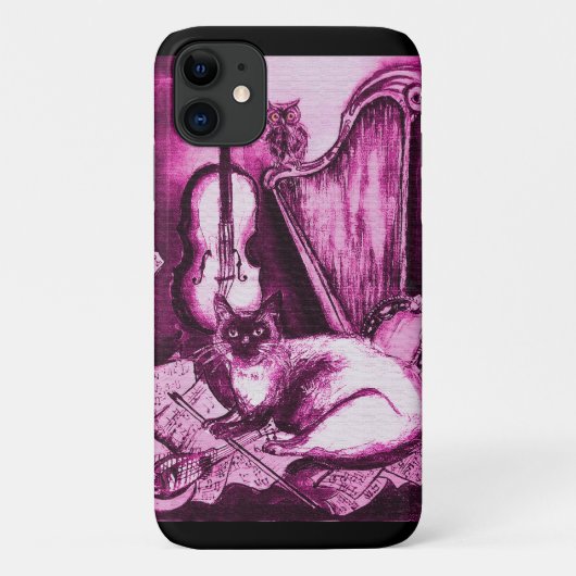 MUSISCHE CAT, Roze Violet en wit Case-Mate iPhone Case (Achterkant)