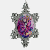 MUSISCHE PINK GESLOTEN MET OWL TIN SNEEUWVLOK ORNAMENT (Links)
