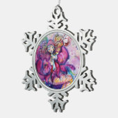 MUSISCHE PINK GESLOTEN MET OWL TIN SNEEUWVLOK ORNAMENT (Rechts)