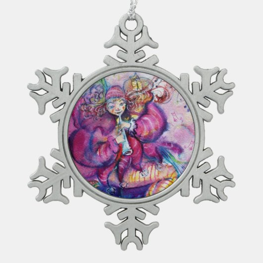 MUSISCHE PINK GESLOTEN MET OWL TIN SNEEUWVLOK ORNAMENT (Voorkant)