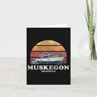 Muskegon Mi  Boating 70s Retro Boat Design Kaart