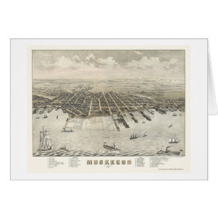 Muskegon, MI Panorama Map -1874