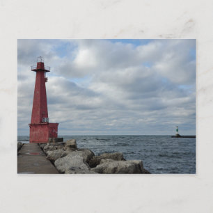 Muskegon South Breakwater Light, Lake Michigan Briefkaart