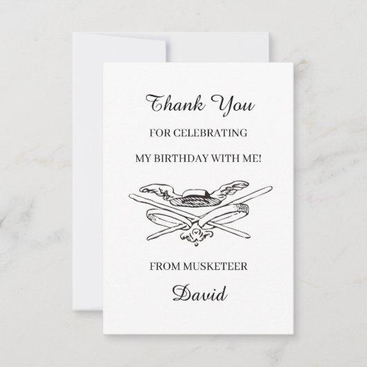 Musketeer Held Coole Kids Jongens Verjaardagsfeest Bedankkaart (Voorkant)