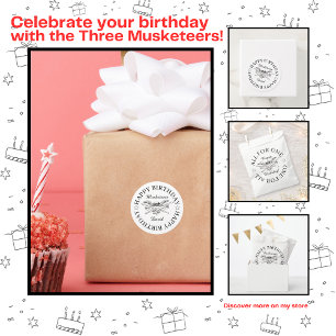 Musketeer Hero Happy Birthday Party Ronde Sticker