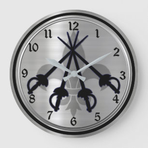 Musketeer Swords Silver Round Wall klok