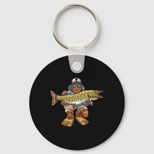 Muskie vissen Bigfoot Musky jagen Vissers Sleutelhanger