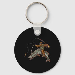 Muskie vissen Tiger Musky jagen Bigfoot Visser Sleutelhanger