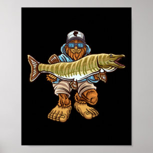 Muskie Vist Bigfoot Musky Jachtvissers Poster