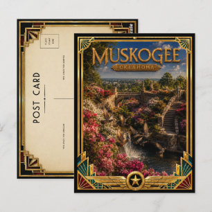 Muskogee Oklahoma Vintage Art Deco Gouden Tijdperk Briefkaart