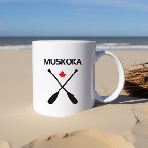 Muskoka Canada Crossed Paddle Oars Maple Leaf Koffiemok
