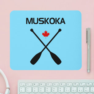 Muskoka Canada Crossed Paddle Oars Maple Leaf Muismat