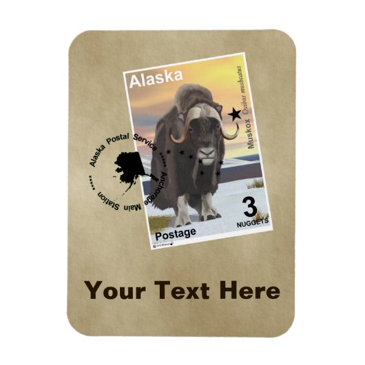 Muskox Stamp Souvenir Magneet (Verticaal)