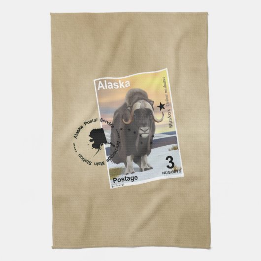 Muskox Stamp Souvenir Theedoek (Verticaal)