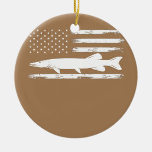 Musky American Flag op 4 juli Vist liefhebbers Keramisch Ornament