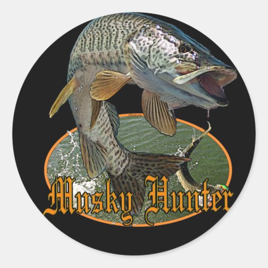 Musky Hunter 9 Ronde Sticker (Voorkant)
