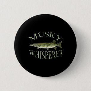 Musky Muskellunge Fish Illustration Art Gevist Ronde Button 5,7 Cm