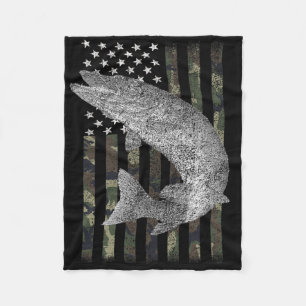 Musky Vissen Camouflage Vlag Muskie Fleece Deken