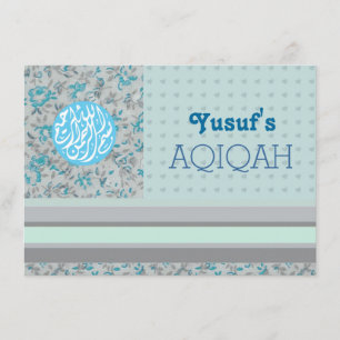 Muslim Baby boy blue aqiqah Islamic Kaart