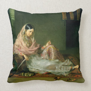 Muslim Lady Reclining, 1789 (olie op doek) Kussen
