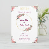Muslim wedding invitation Floral Nikkah invitation Kaart (Staand voorkant)