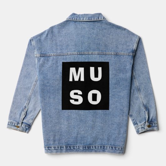 Muso Zwart Wit Muzikant Liefhebber Verklaring Denim Jacket (Achterkant)