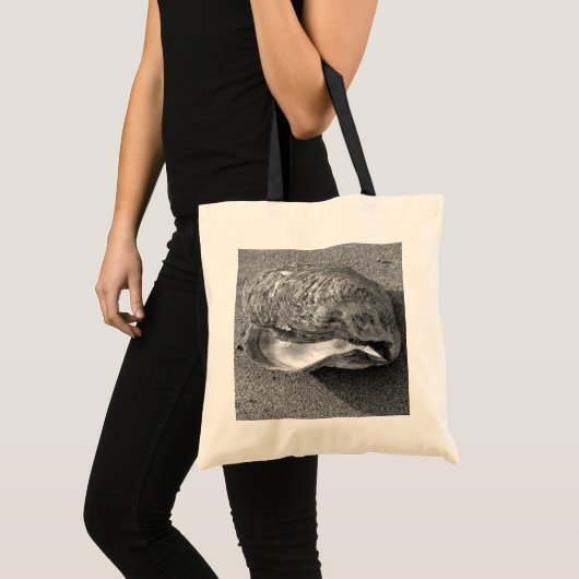 Mussel Shell Black en White Beach Canvas tas (Voorkant (product))
