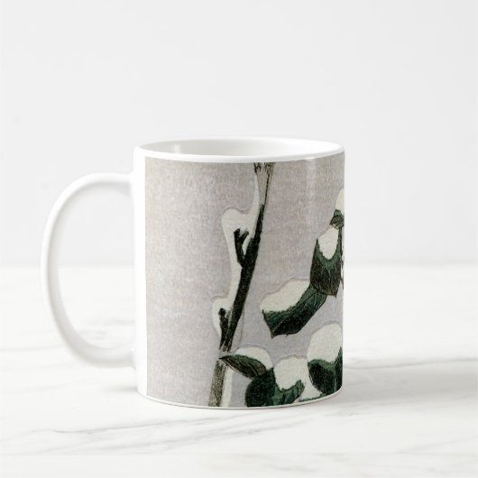 Mussen en Camelia in de Sneeuw van Ando Hiroshige Koffiemok (Links)