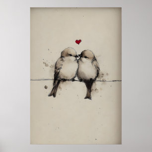 Mussen Liefde Printen, Hart Valentijn Print