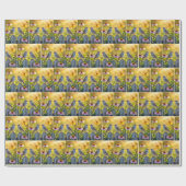 Mussen neergestreken op hek piket cadeaupapier (Vlak)