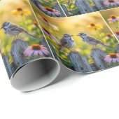 Mussen neergestreken op hek piket cadeaupapier (Rol Hoek)