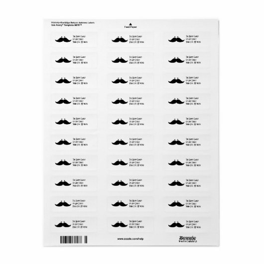Mustache Adresetiketten Funny Mustache Humor Etiket (Full Sheet)
