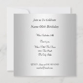 Mustache Anniversaire Fête Invitation Argent (Dos)