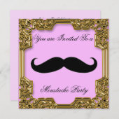 Mustache Anniversaire Fête Invitation rose (Devant / Derrière)