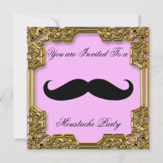 Mustache Anniversaire Fête Invitation rose
