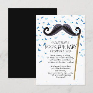Mustache Baby shower Book for Baby Card Kaart