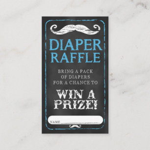 Mustache Baby shower Diaper Raffle Ticket Baby Informatiekaartje