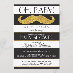 Mustache Baby shower Invitation - Little Man Kaart