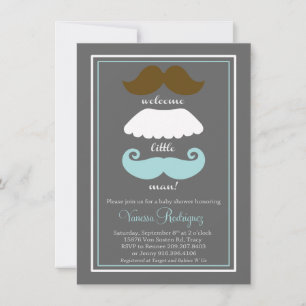 Mustache Baby shower Kaart