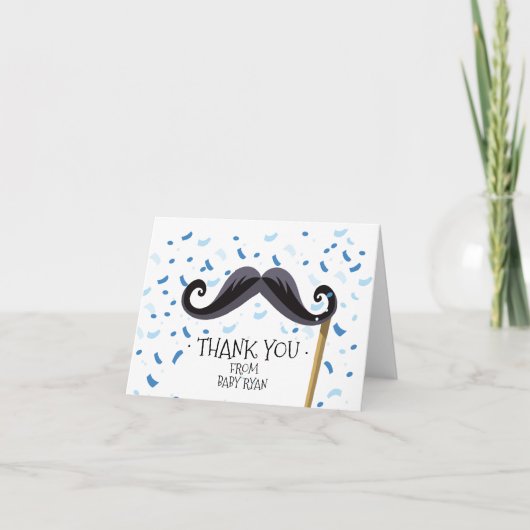 Mustache Baby shower Merci Note (Devant)