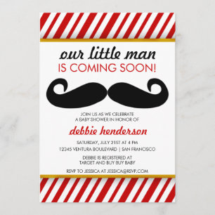 Mustache Baby shower Uitnodiging