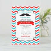 Mustache Baby shower Uitnodiging (Staand voorkant)